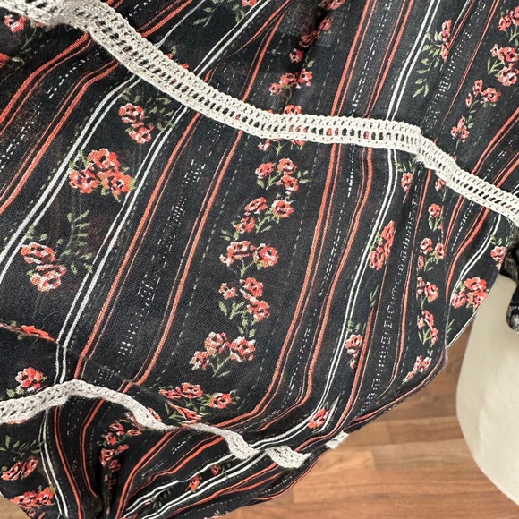 Free people mostly meadows boho blouse Black Combo Festival Hippie small - Picture 4 of 12